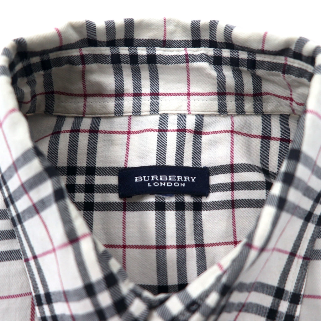 BURBERRY Nova Check Button-Down Shirt, M, White, Cotton, Stretch, One Point Logo Embroidery