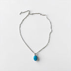 Sterling Silver Turquoise Necklace ターコイズ オーバル ネックレス シルバー ロング チェーン トグル フック