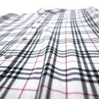 BURBERRY Nova Check Button-Down Shirt, M, White, Cotton, Stretch, One Point Logo Embroidery