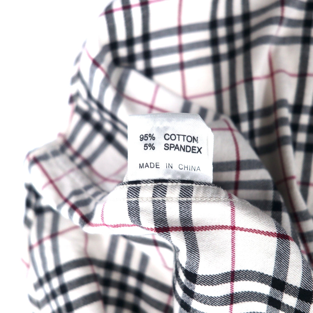 BURBERRY Nova Check Button-Down Shirt, M, White, Cotton, Stretch, One Point Logo Embroidery