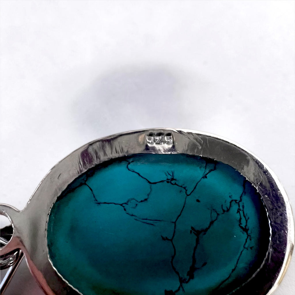 Sterling Silver Turquoise Necklace ターコイズ オーバル ネックレス シルバー ロング チェーン トグル フック