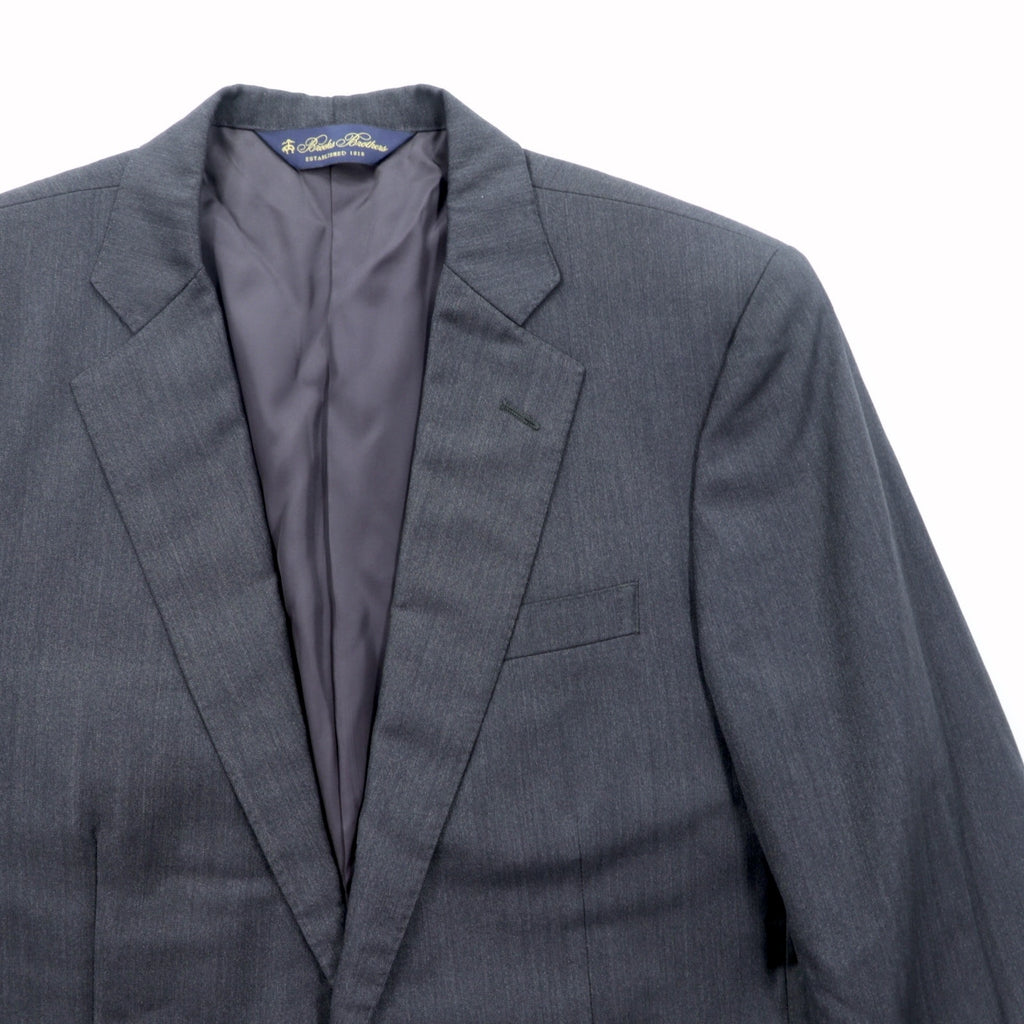 Brooks Brothers 2B Tailored Jacket Blue Leather M Gray CANONICO Wool