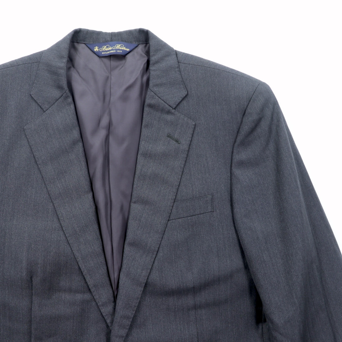 Brooks Brothers 2B Tailored Jacket Blue Leather M Gray CANONICO Wool