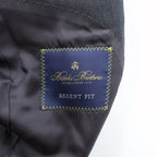 Brooks Brothers 2B Tailored Jacket Blue Leather M Gray CANONICO Wool