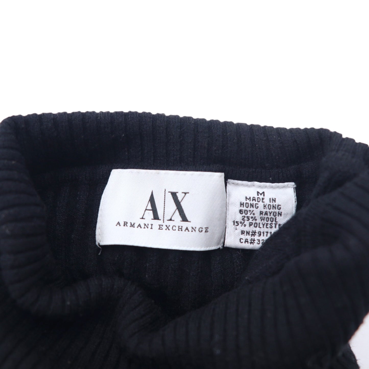 A|X ARMANI EXCHANGE 90年代 タートルネック リブニット セーター M ブラック レーヨン