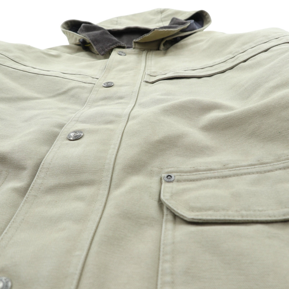Columbia Coverall XL Duck Padded Work Jacket, Beige, Corduroy Collar, Detachable Hood, PM5028