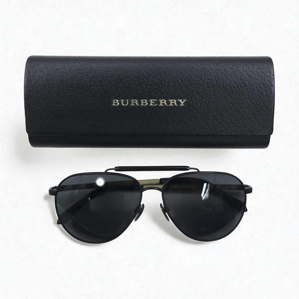 BURBERRY ダブルブリッジ ティアドロップ サングラス メタルフレーム B3097 1007/5V 59-14 145 3N ノバチェック イタリア製