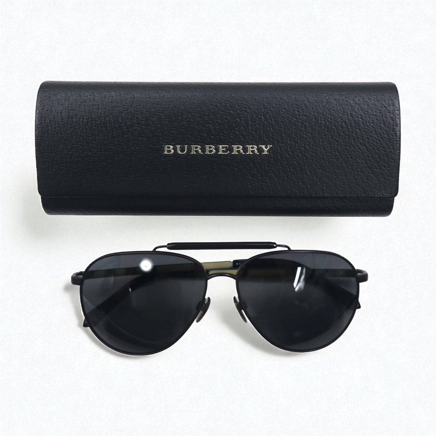 BURBERRY ダブルブリッジ ティアドロップ サングラス メタルフレーム B3097 1007/5V 59-14 145 3N ノバチェック イタリア製