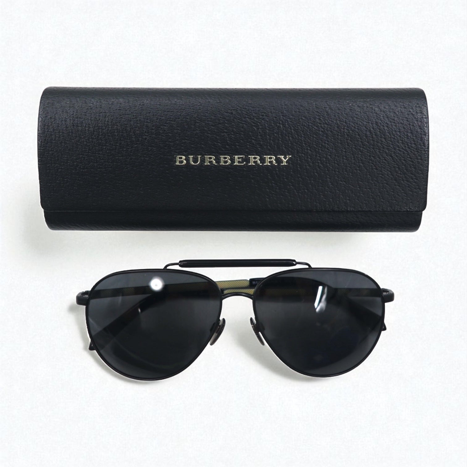 BURBERRY ダブルブリッジ ティアドロップ サングラス メタルフレーム B3097 1007/5V 59-14 145 3N ノバチェック イタリア製