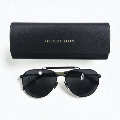 BURBERRY ダブルブリッジ ティアドロップ サングラス メタルフレーム B3097 1007/5V 59-14 145 3N ノバチェック イタリア製