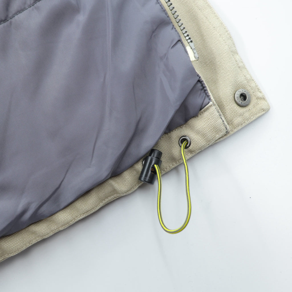 Columbia ダック地 中綿 ワークジャケット カバーオール XL ベージュ 襟コーデュロイ フード着脱 PM5028