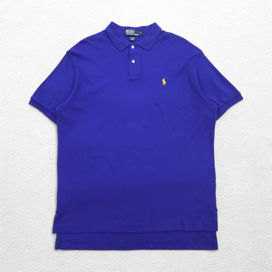 Polo by Ralph Lauren 90s Polo Shirt, L, Blue, Cotton, Small Pony Embroidery