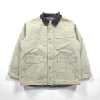 Columbia ダック地 中綿 ワークジャケット カバーオール XL ベージュ 襟コーデュロイ フード着脱 PM5028