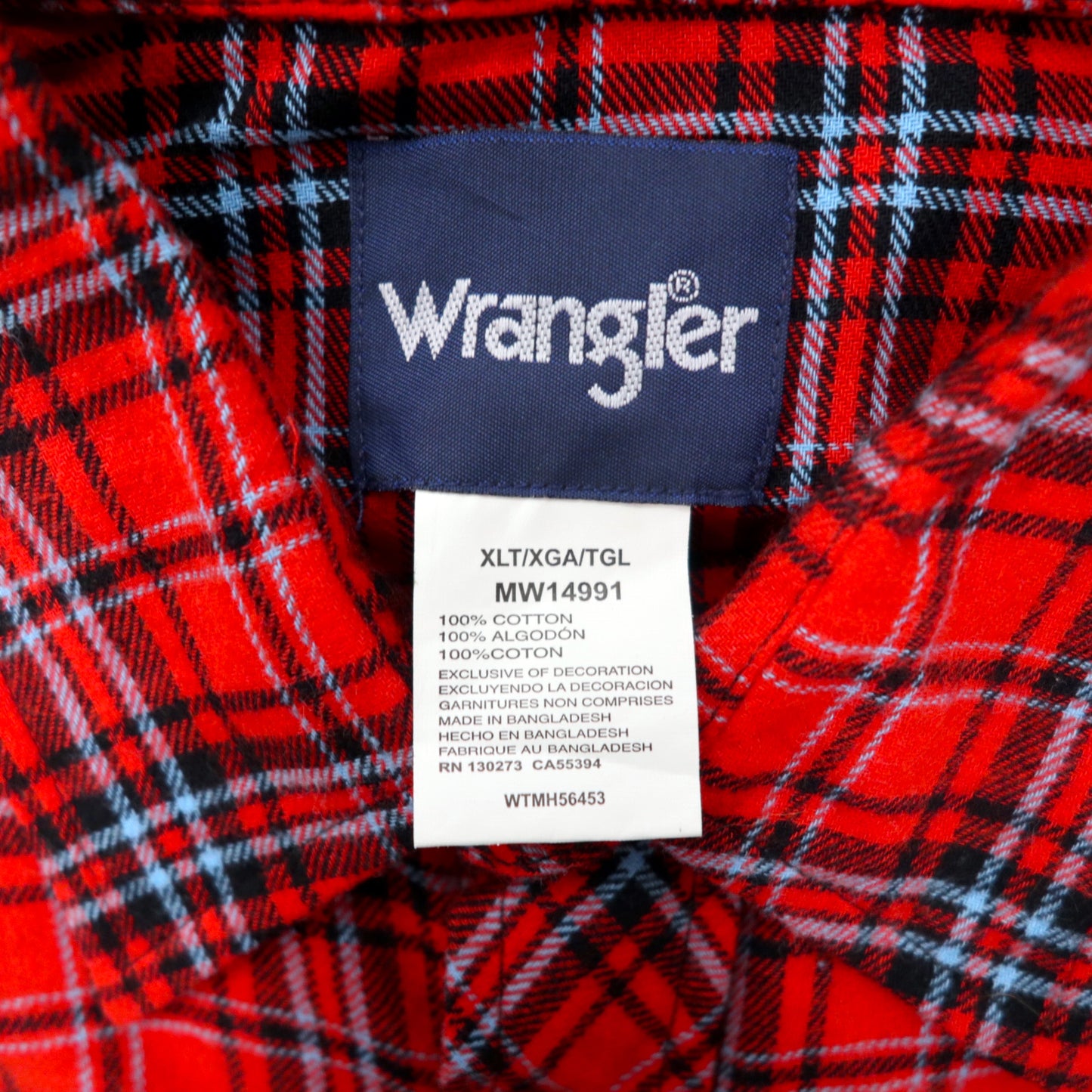 Wrangler 90年代 タータンチェック ウエスタンシャツ XLT レッド コットン スナップボタン デッドストック 未使用品