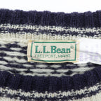 L.L.Bean 80年代 USA製 ノルディック ニット セーター M ホワイト 総柄 ウール