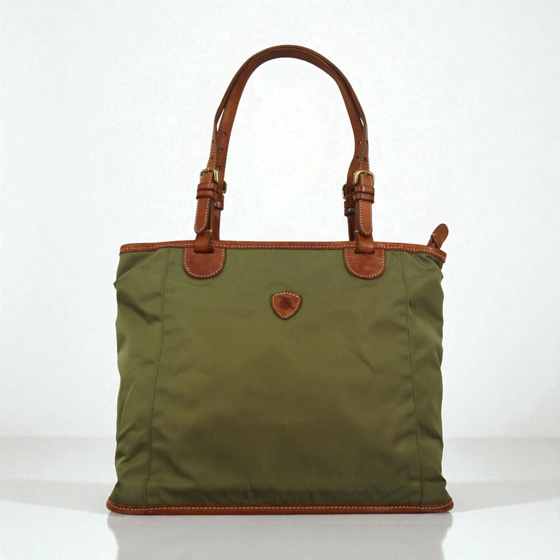 Felisi Leather-trimmed Nylon Tote Bag, Khaki, 05-42, Made in Italy