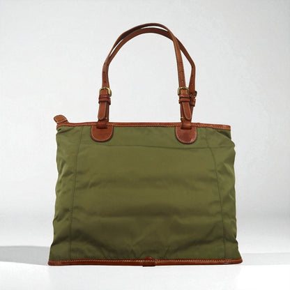 Felisi Leather-trimmed Nylon Tote Bag, Khaki, 05-42, Made in Italy