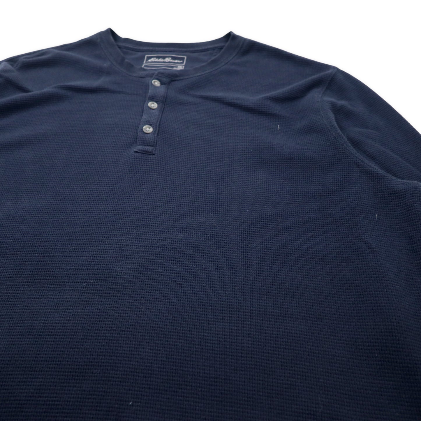 Eddie Bauer サーマル ヘンリーネック ロングスリーブTシャツ 2XL ネイビー コットン ビッグサイズ