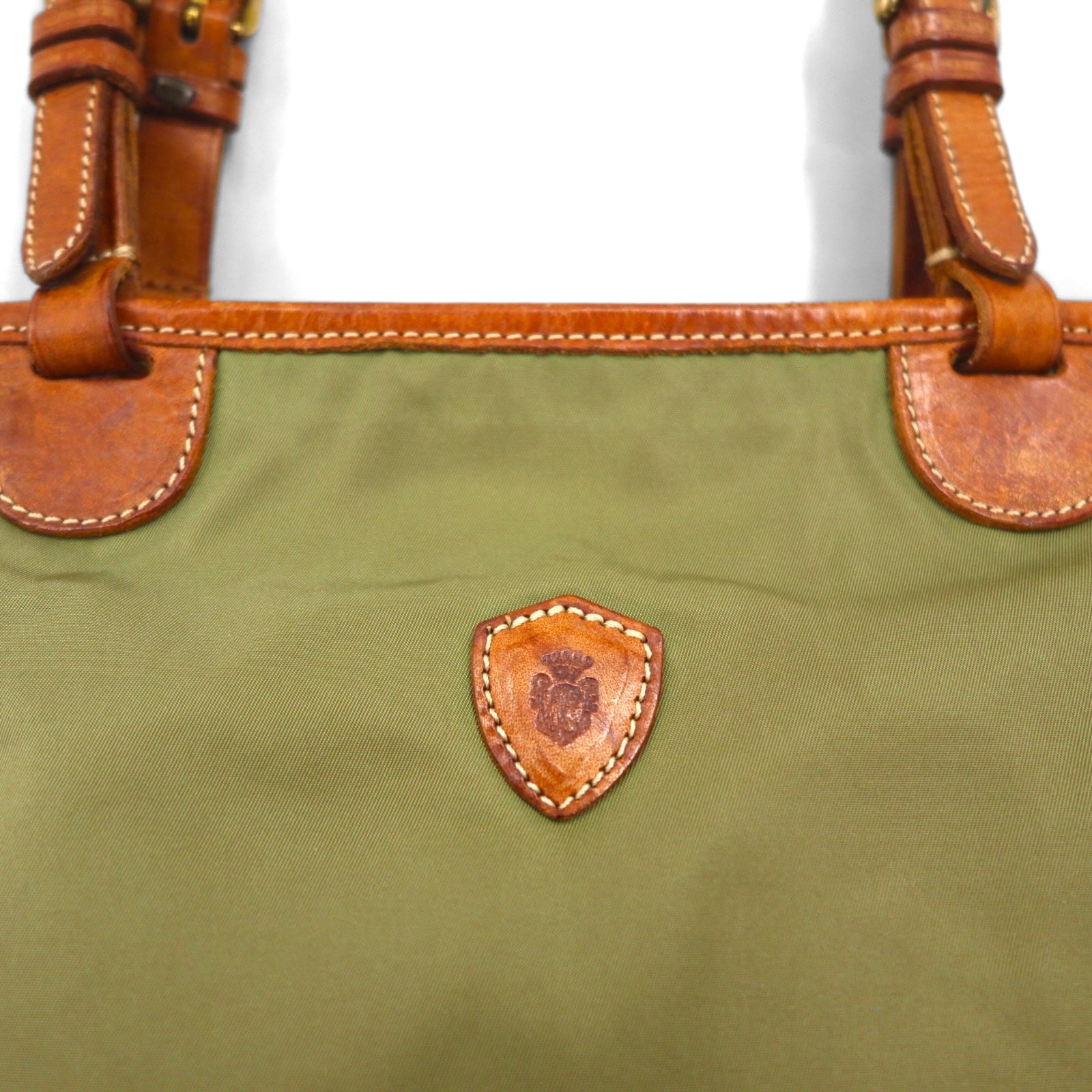 Felisi Leather-trimmed Nylon Tote Bag, Khaki, 05-42, Made in Italy