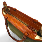 Felisi Leather-trimmed Nylon Tote Bag, Khaki, 05-42, Made in Italy