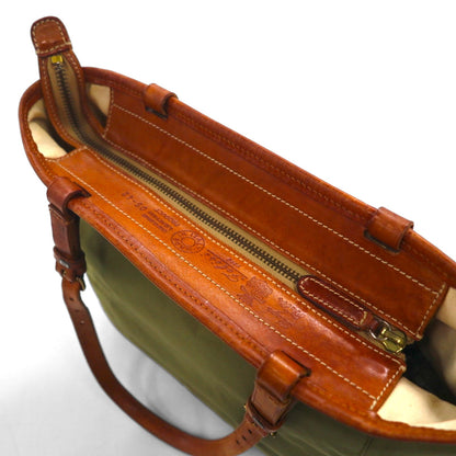 Felisi Leather-trimmed Nylon Tote Bag, Khaki, 05-42, Made in Italy