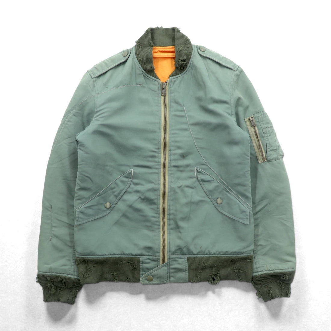 Japan Vintage Flight Jacket Inpaichthys kerri MA-1 Distressed S Khaki Made in