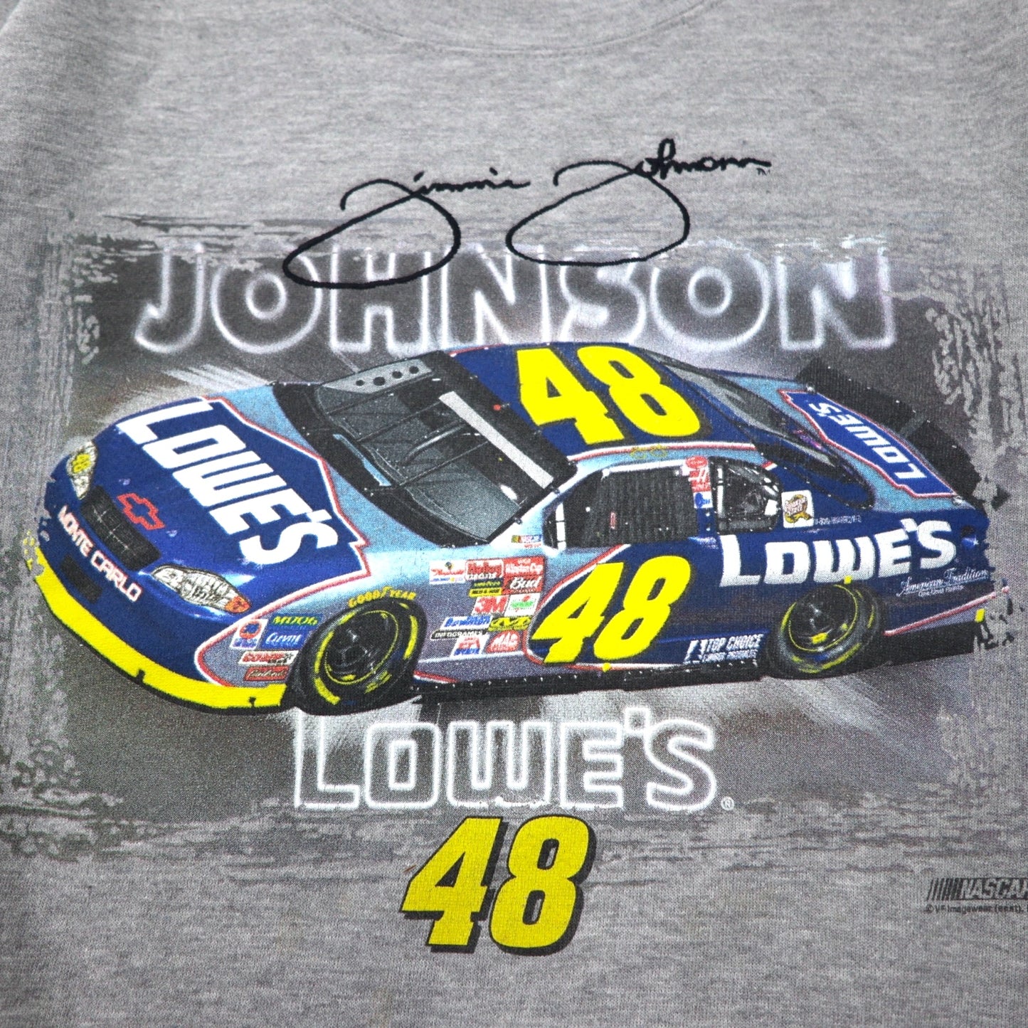 NASCAR レーシングカー プリント スウェット M グレー コットン JOHNSON LOWE'S