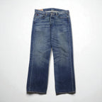 Polo Ralph Lauren denim pants, straight-leg jeans, size L, indigo, leather patch, button fly