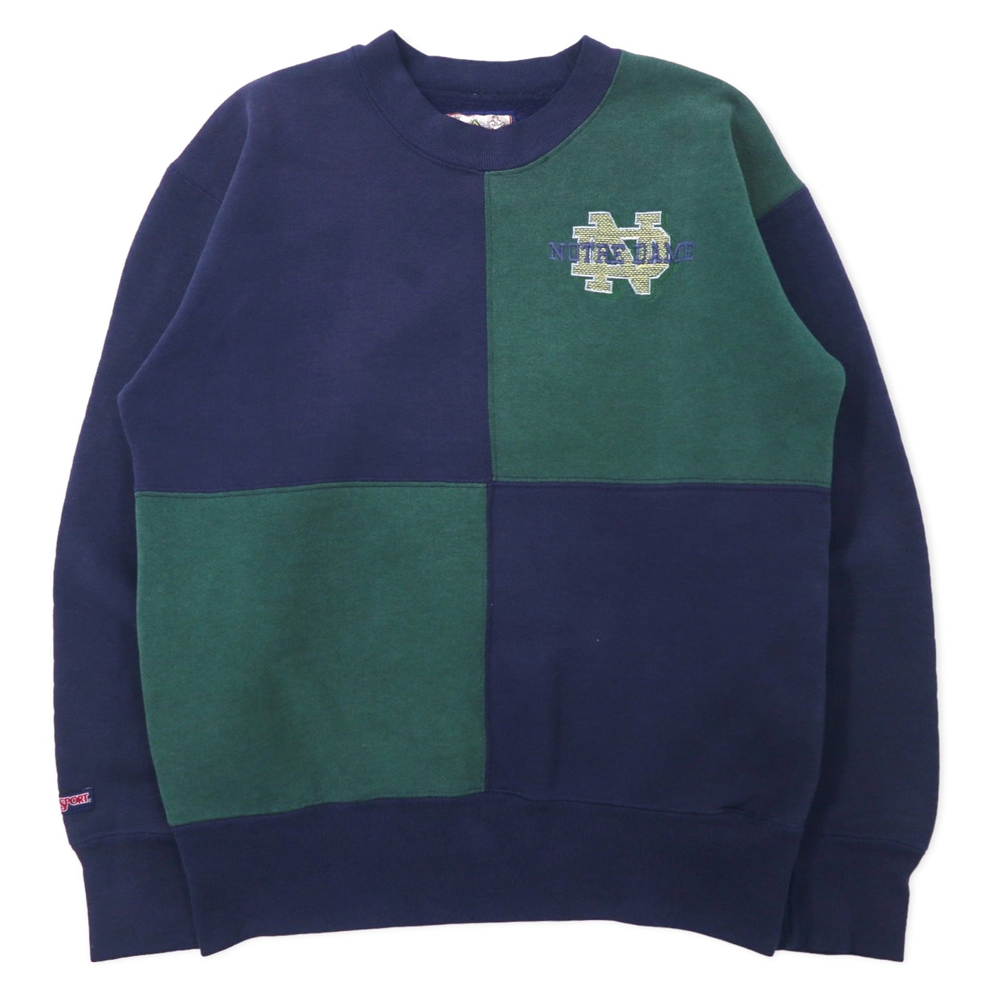 JAN SPORT 90年代 VARSITY CLUB カレッジ刺繍 スウェット M ネイビー グリーン コットン NOTRE DAME