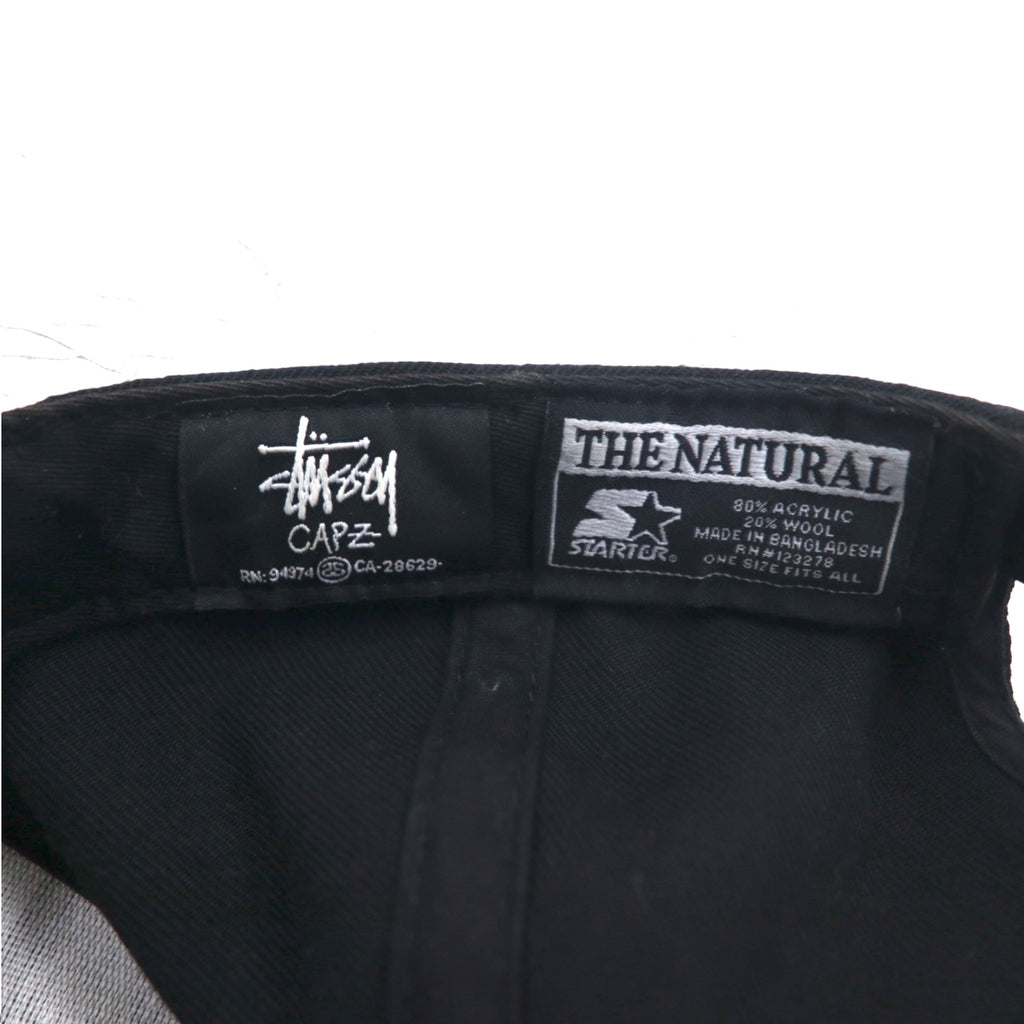 stussy CAPZ × STARTER ベースボールキャップ スナップバック FREE ブラック アクリル ウール シャネルロゴ