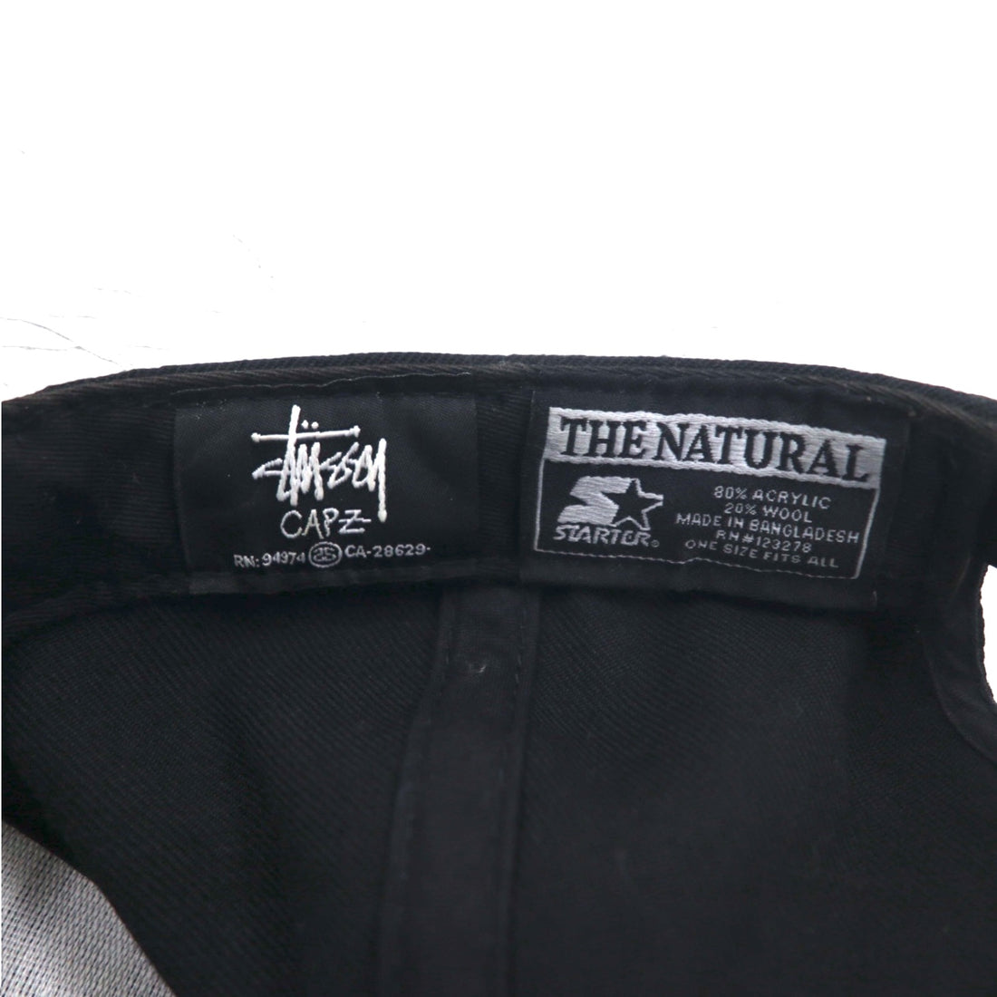 stussy CAPZ × STARTER ベースボールキャップ スナップバック FREE ブラック アクリル ウール シャネルロゴ