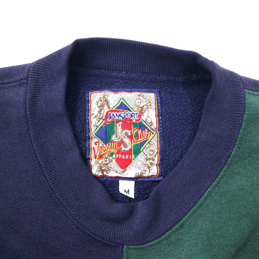 JAN SPORT 90s VARSITY CLUB College Embroidery Sweatshirt M Navy Green Cotton NOTRE DAME