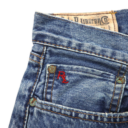 Polo Ralph Lauren denim pants, straight-leg jeans, size L, indigo, leather patch, button fly