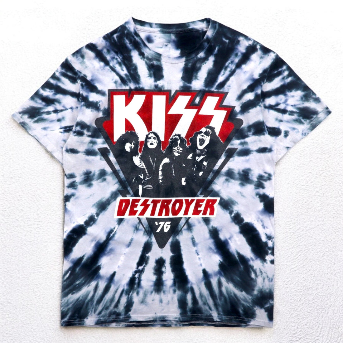 KISS キッス DESTROYER '76 バンド Tシャツ M ブルー タイダイ コットン LIQUID BLUE