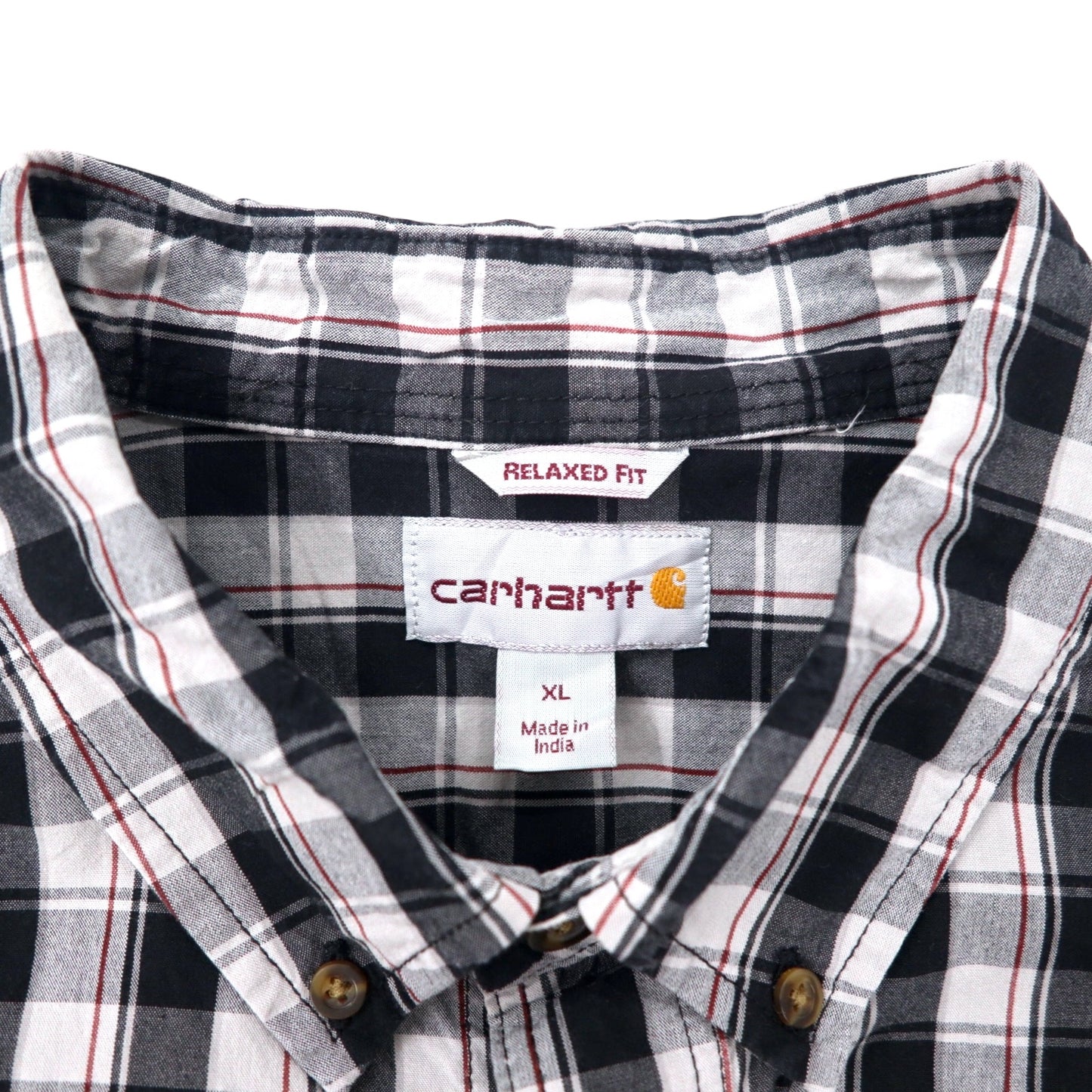 carhartt リラックスフィット 半袖シャツ XL ブラック チェック コットン ビッグサイズ