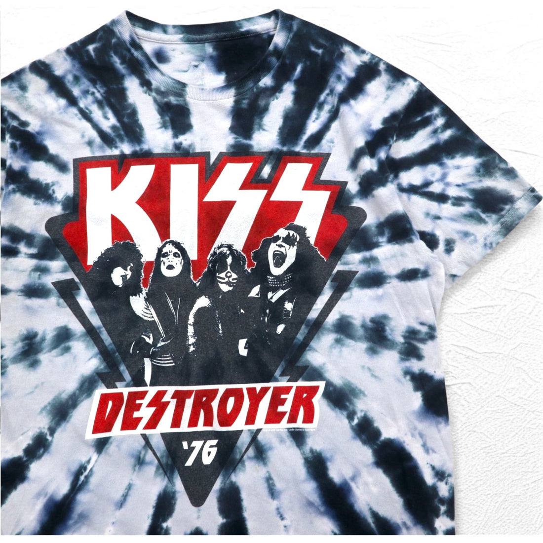 KISS キッス DESTROYER '76 バンド Tシャツ M ブルー タイダイ コットン LIQUID BLUE