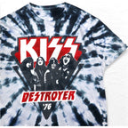 KISS キッス DESTROYER '76 バンド Tシャツ M ブルー タイダイ コットン LIQUID BLUE
