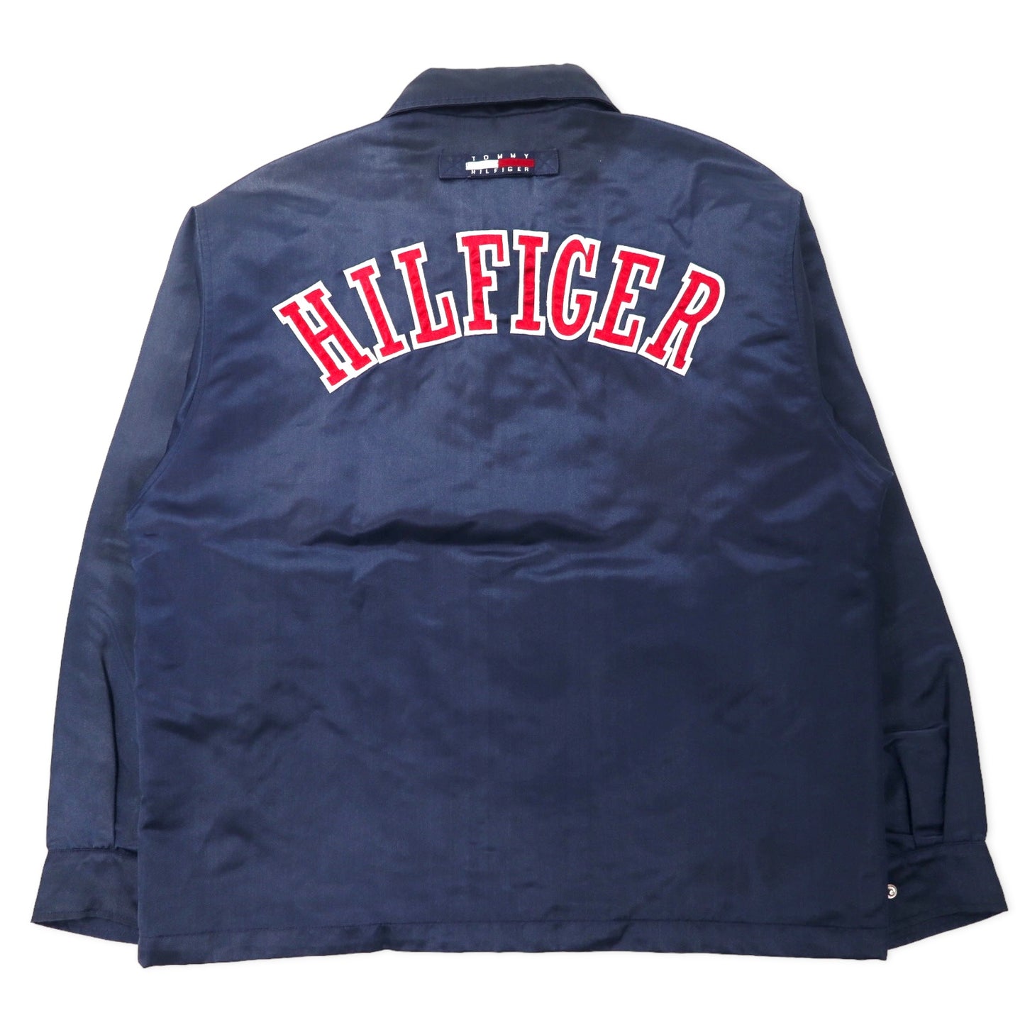 TOMMY HILFIGER 90年代 スポーツジャケット ナイロンジャケット M ネイビー 両面ロゴ刺繍