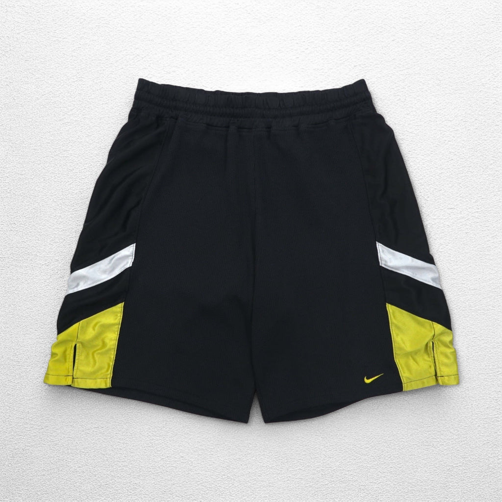NIKE 00年代 ゲーム ショートパンツ ハーフパンツ L ブラック イエロー サイドライン スウォッシュ