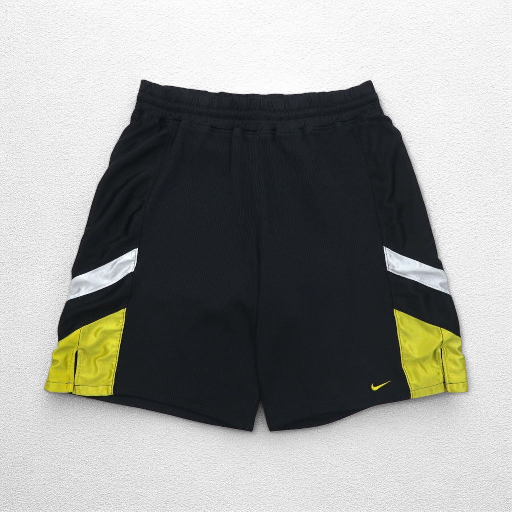 NIKE 00年代 ゲーム ショートパンツ ハーフパンツ L ブラック イエロー サイドライン スウォッシュ