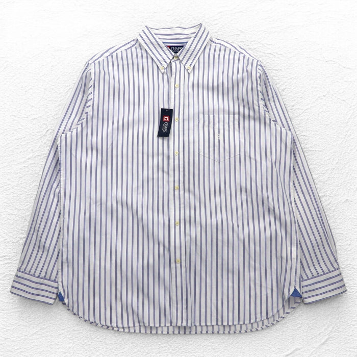 CHAPS ボタンダウンシャツ XL ホワイト ストライプ コットン 胸ポケット 未使用品