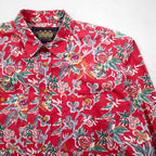 RALPH LAUREN 1980s Japanese-made floral long-sleeved aloha shirt, size L, red, double breasted, chest pocket