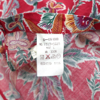 RALPH LAUREN 1980s Japanese-made floral long-sleeved aloha shirt, size L, red, double breasted, chest pocket