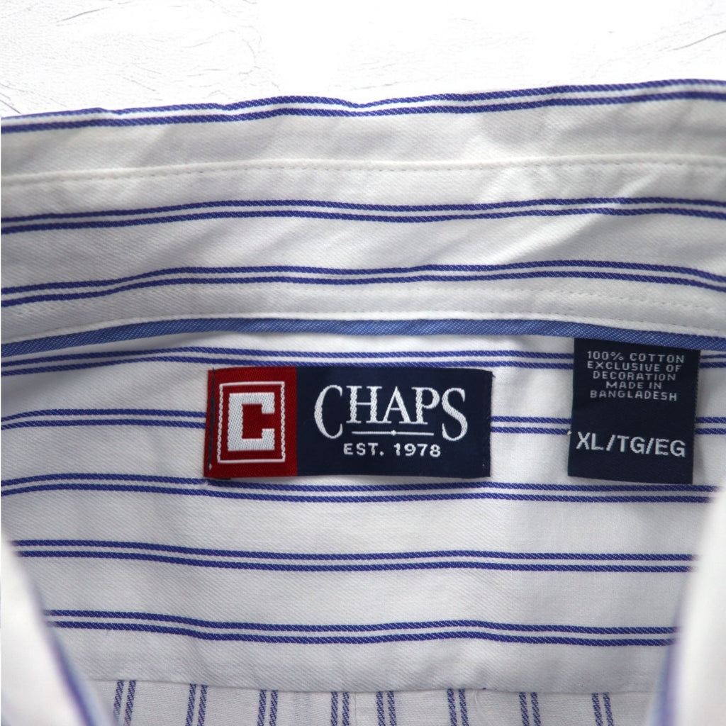 CHAPS Button-down Shirt, XL, White, Striped, Cotton, Chest Pocket, Unused