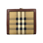 Burberrys Made in Italy Clasp Bifold Wallet Compact Wallet Nova Check Beige Brown PVC Leather