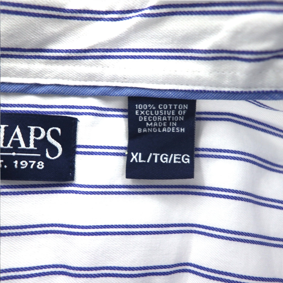CHAPS Button-down Shirt, XL, White, Striped, Cotton, Chest Pocket, Unused