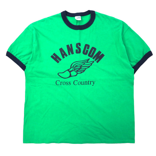 日本然リトテ-古着オンライン-GILDAN リンガー Tシャツ XL グリーン コットン HANSCOM-GILDAN Ringer T-Shirt XL Green Cotton HANSCOM