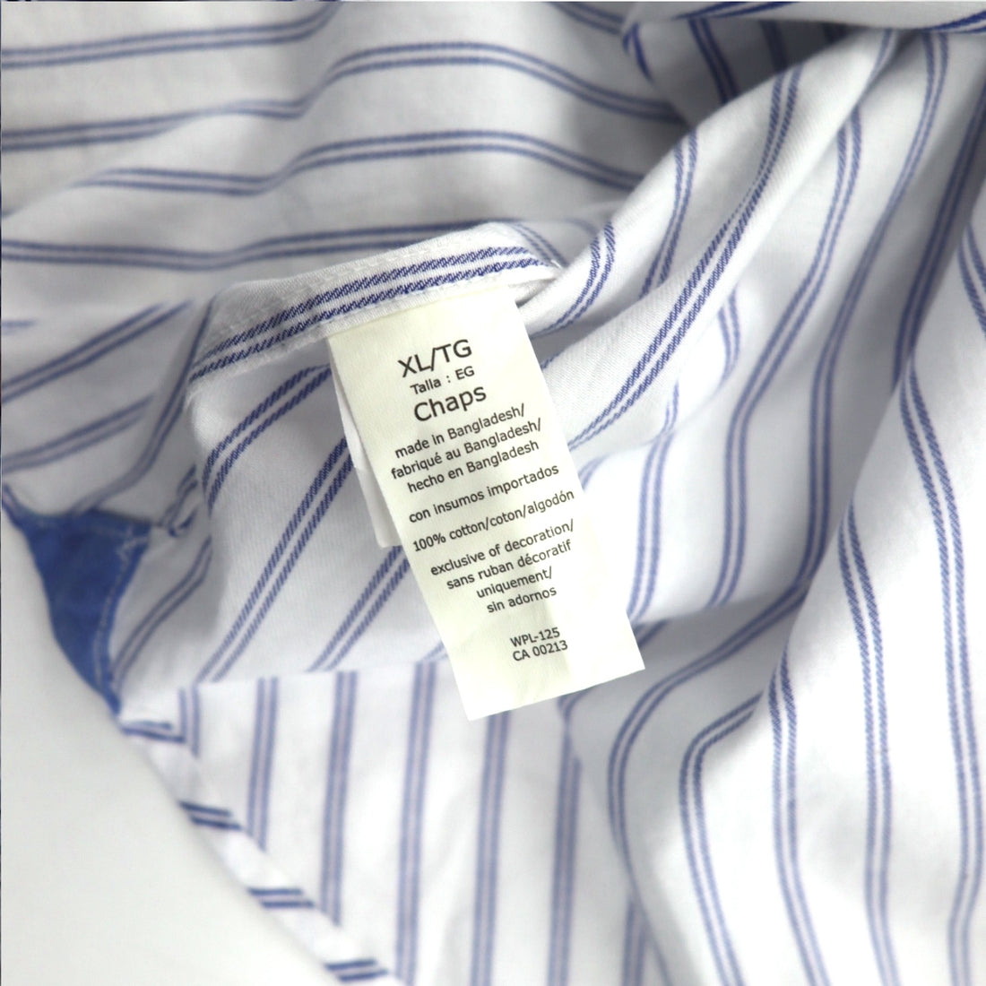 CHAPS Button-down Shirt, XL, White, Striped, Cotton, Chest Pocket, Unused