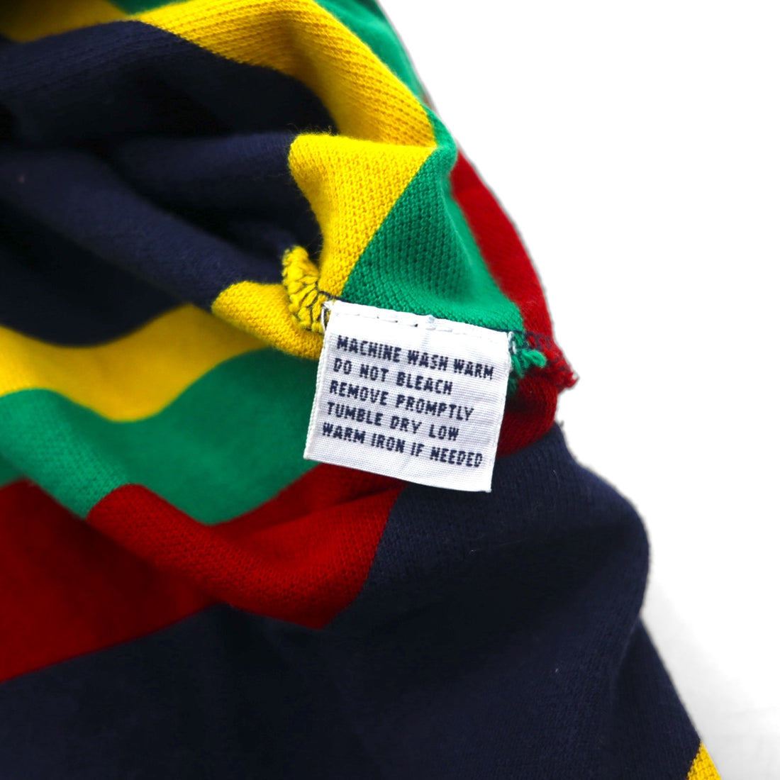 Polo by Ralph Lauren 90s Multi-border Polo Shirt L Navy Rasta Color Pique Small Pony Embroidery