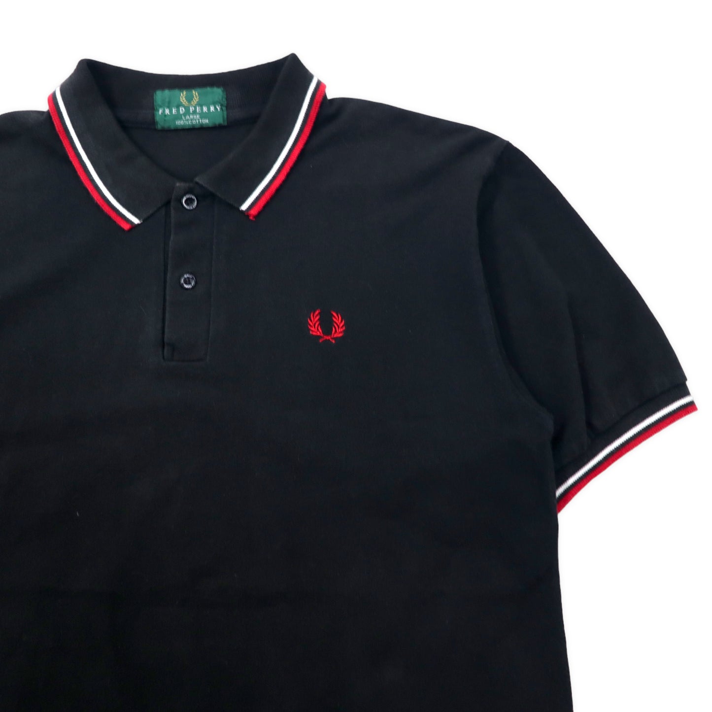 FRED PERRY ポロシャツ L ブラック コットン ワンポイントロゴ